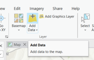 Screenshot of the ArcGIS Pro interface showing the Add Data window