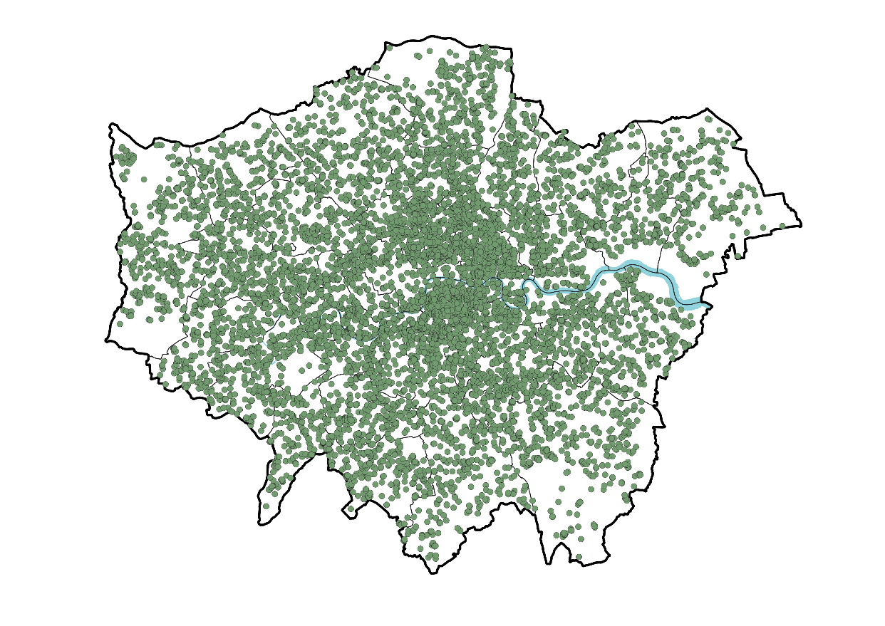 Point data for Greenspaces in London