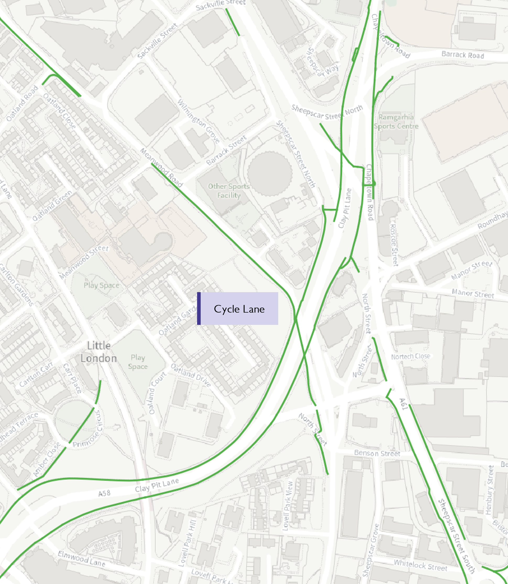 map showing cycle lanes data