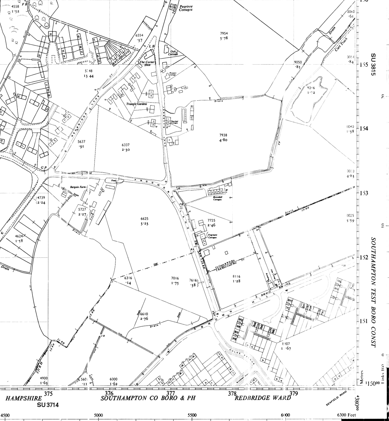 Historic Ordnance Survey map showing boundary data on the map and in the marginalia