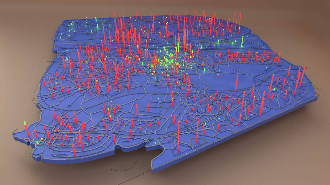 Using attribution and procedural modelling to create a 3D bar graph