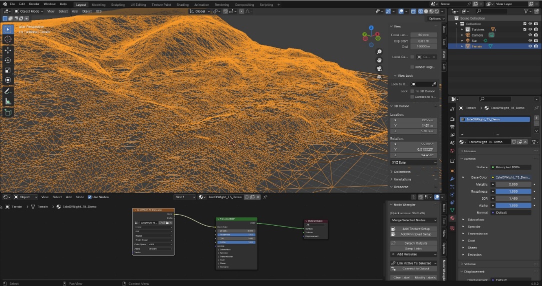 Viewing a wireframe object in Blender's user interface