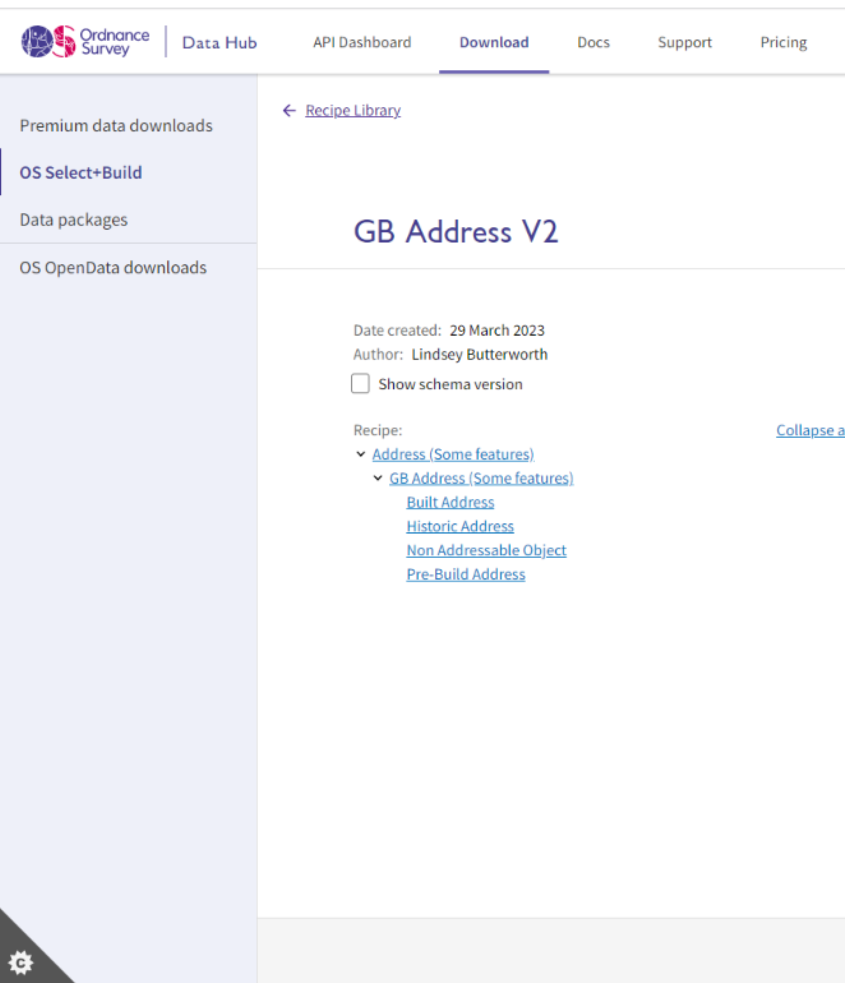 Image showing the 'Show schema version' tick box
