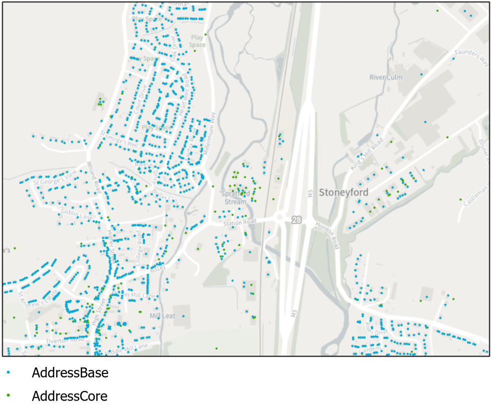 map of addressbase and addressbase core