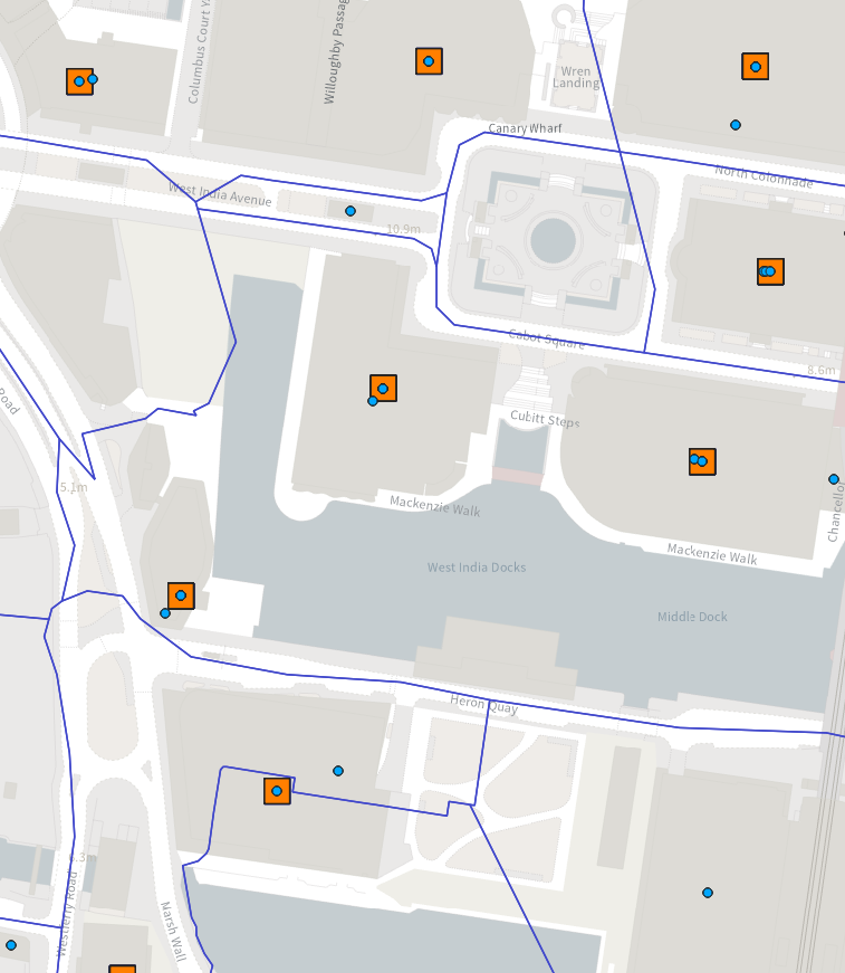 Map with Vertical Street postcode polygons highlighted