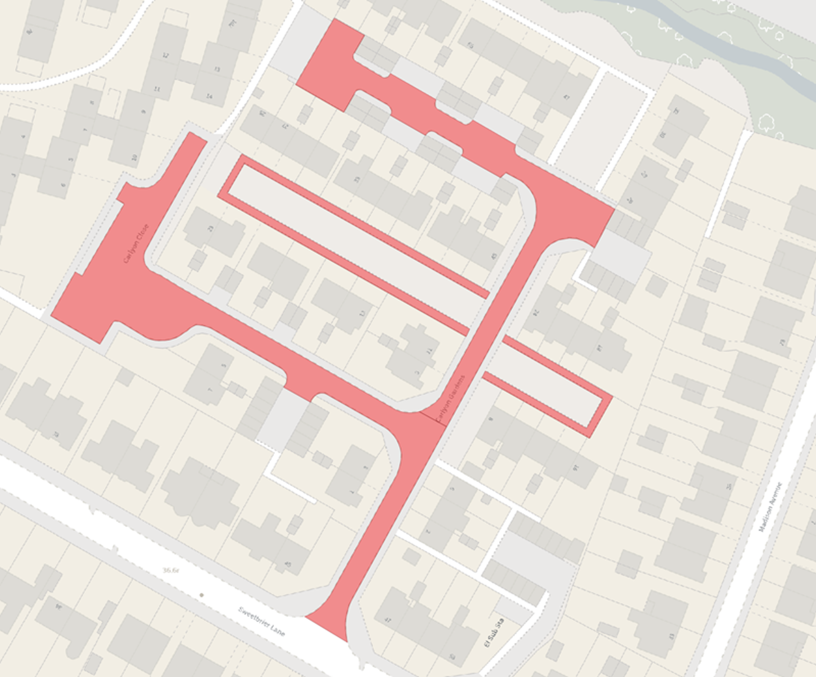 a complex road polygon created by snapping and tracing