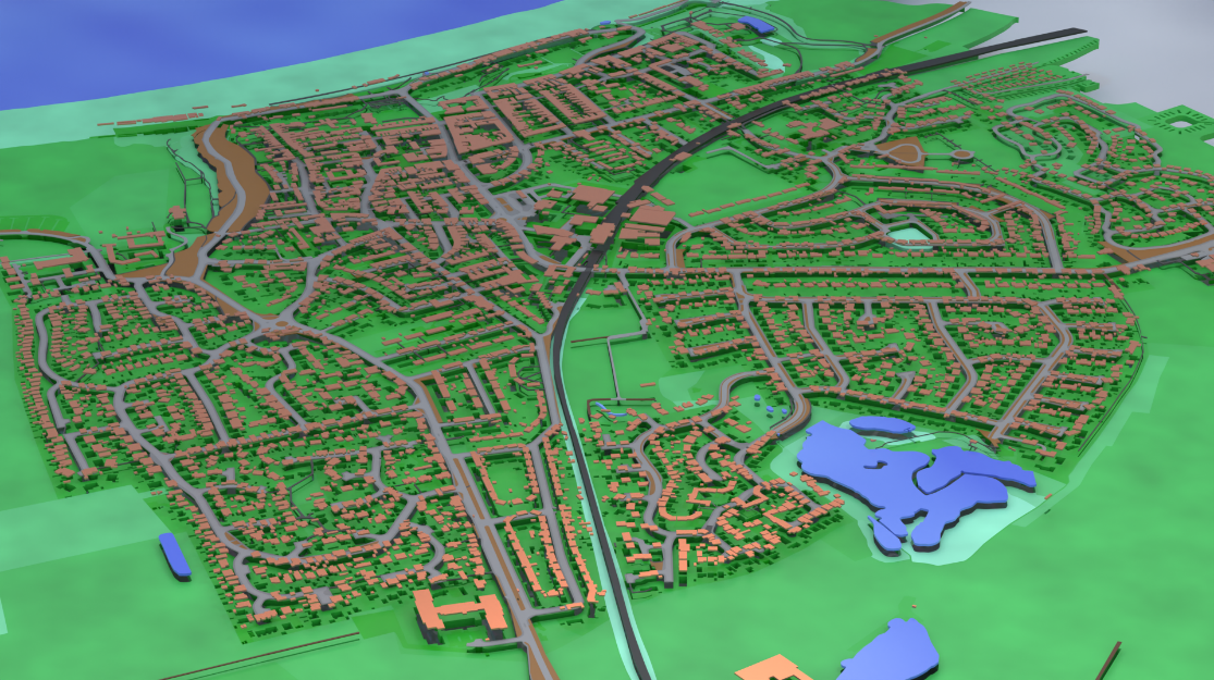 OS NGD vector data, visualised in Blender