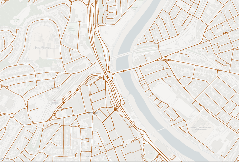 Map showing OS NGD Transport RAMI