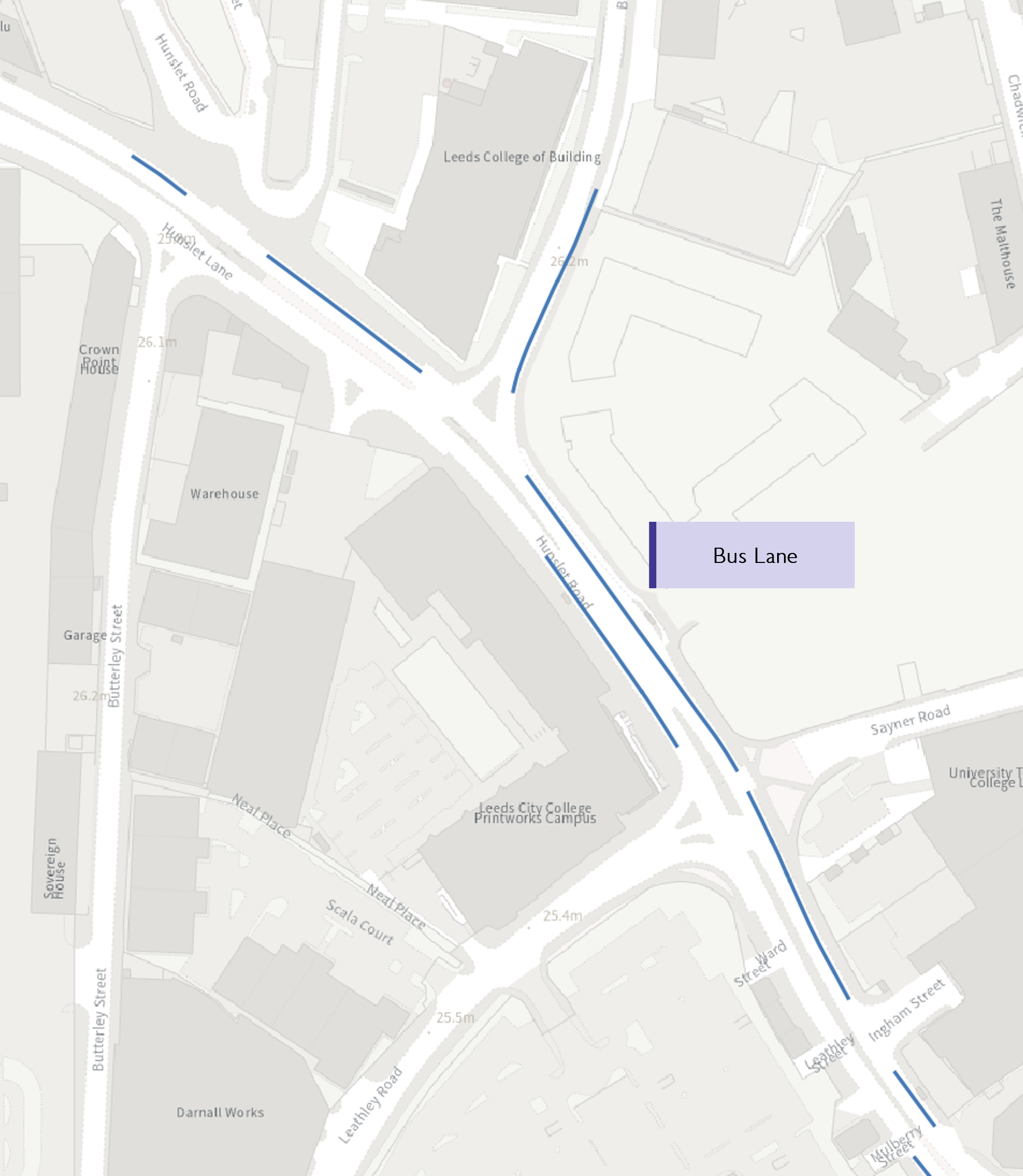 map showing bus lanes data
