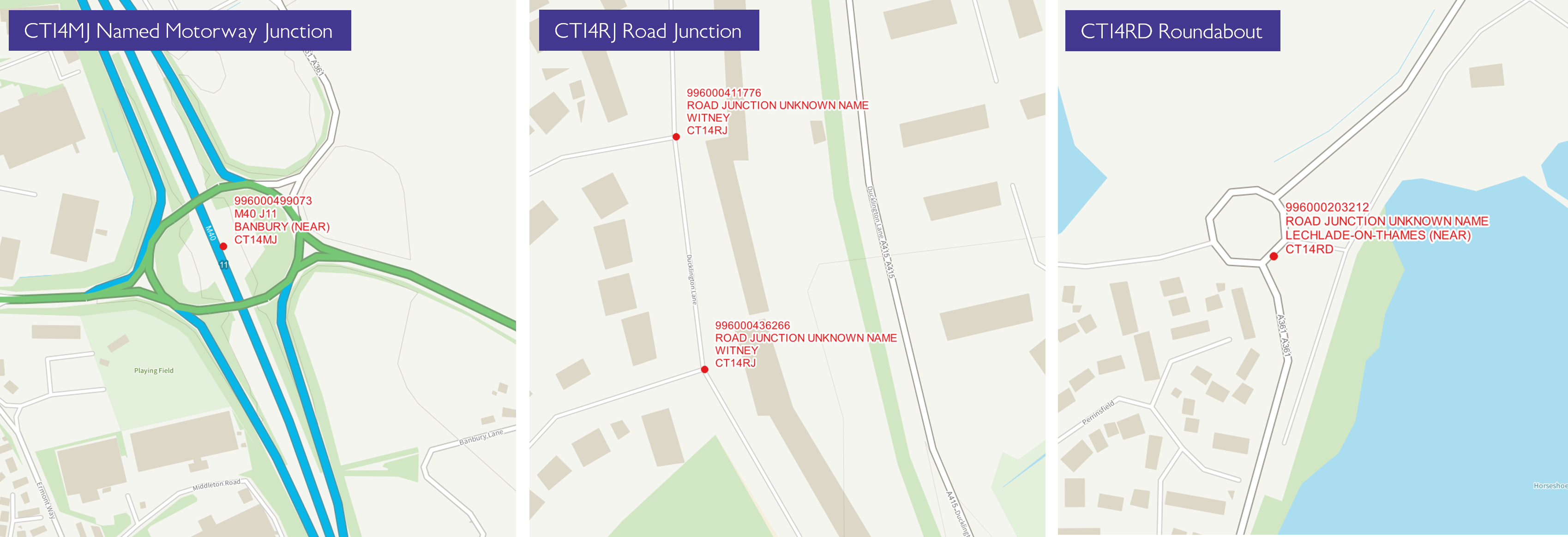 Examples of 3 road junctions