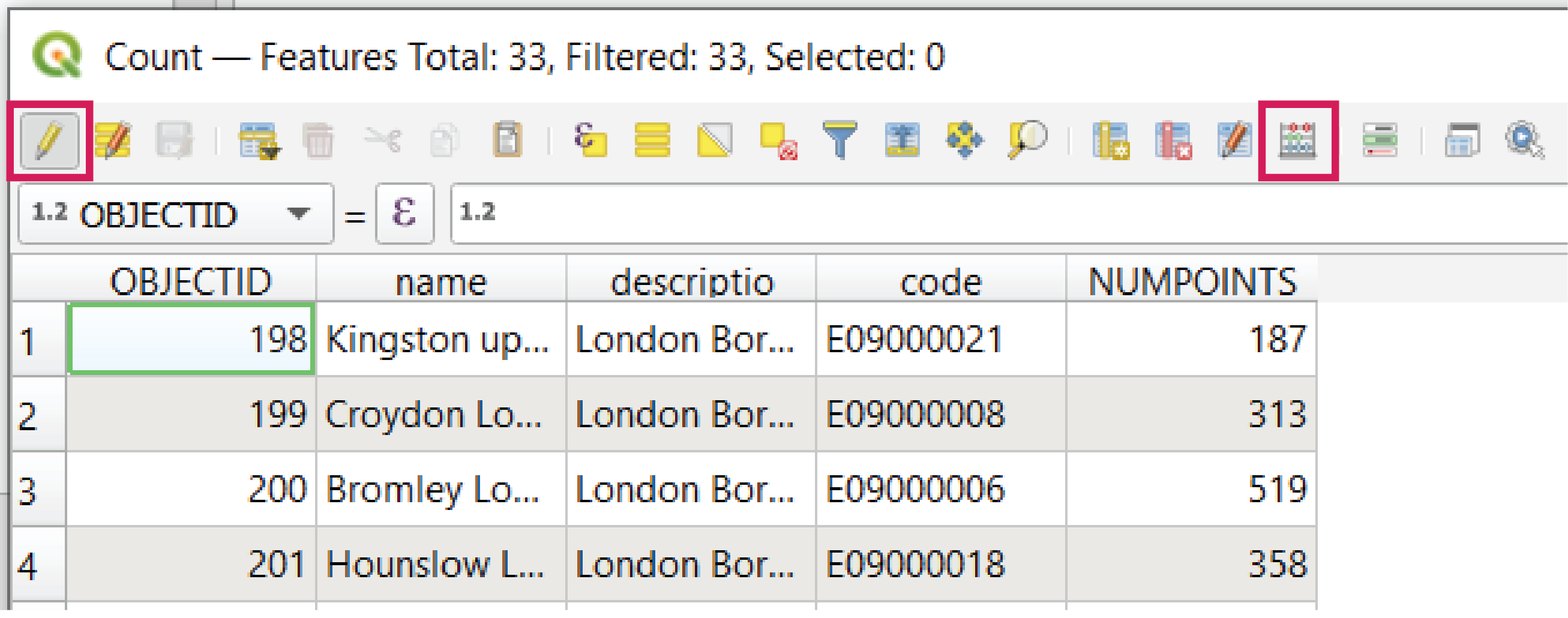 Start editing - Open field calculator