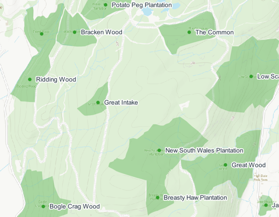 Example of named woodland or forest