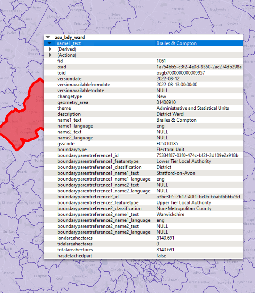 Image of a highlighted polygon with attribution