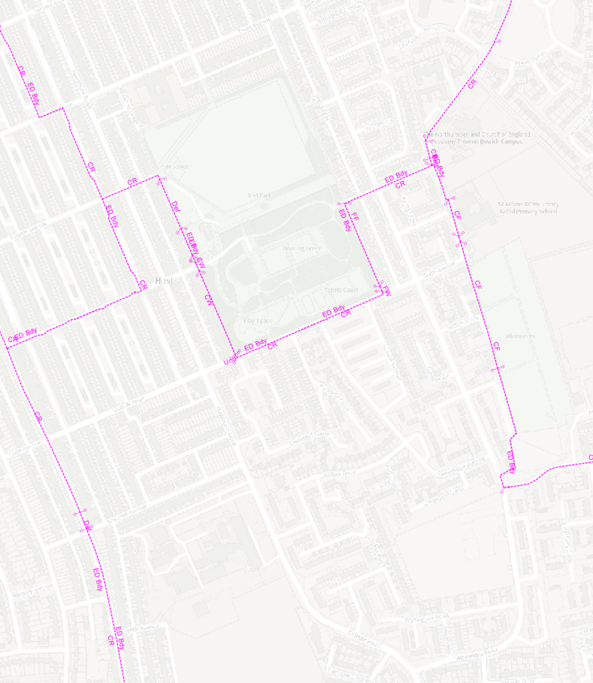 map of OS MasterMap boundaries