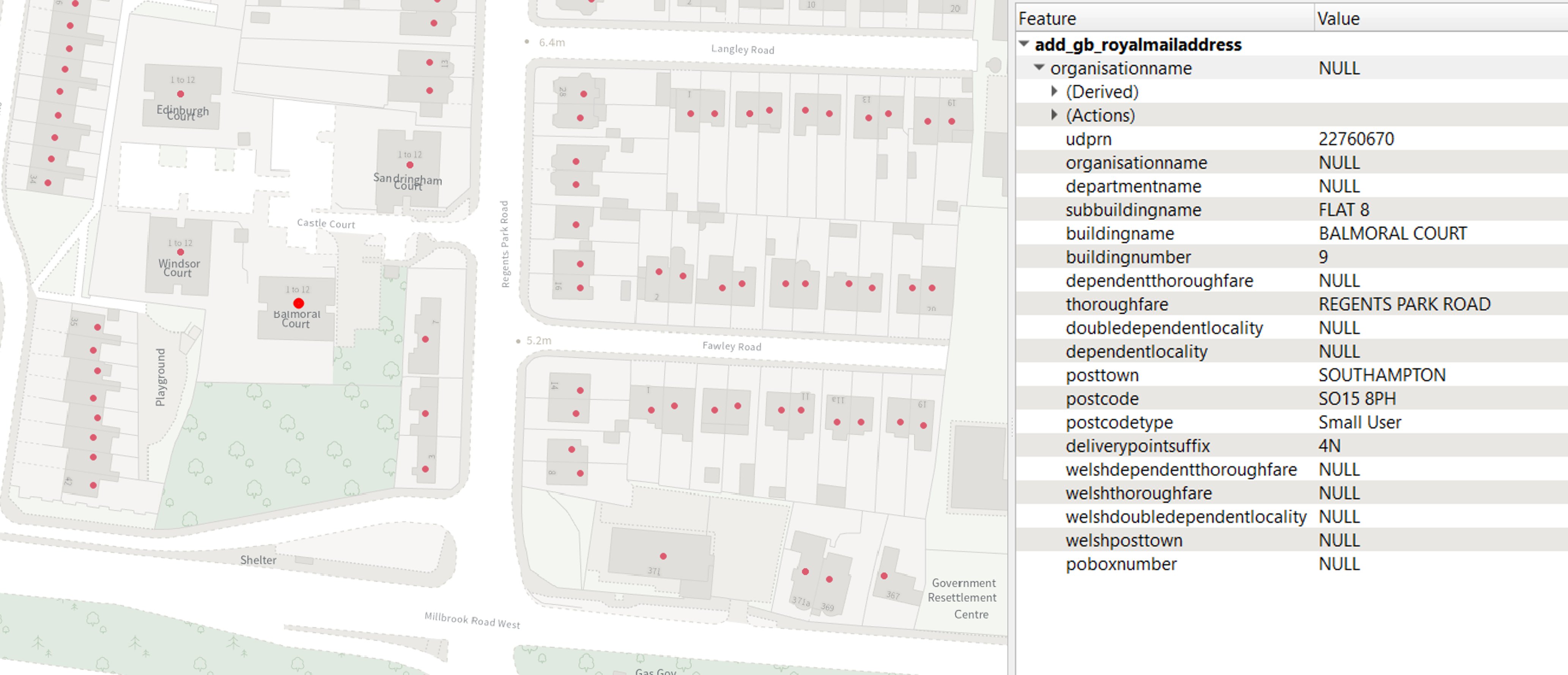 Image of Royal Mail PAF derived attribution for a Royal Mail Address