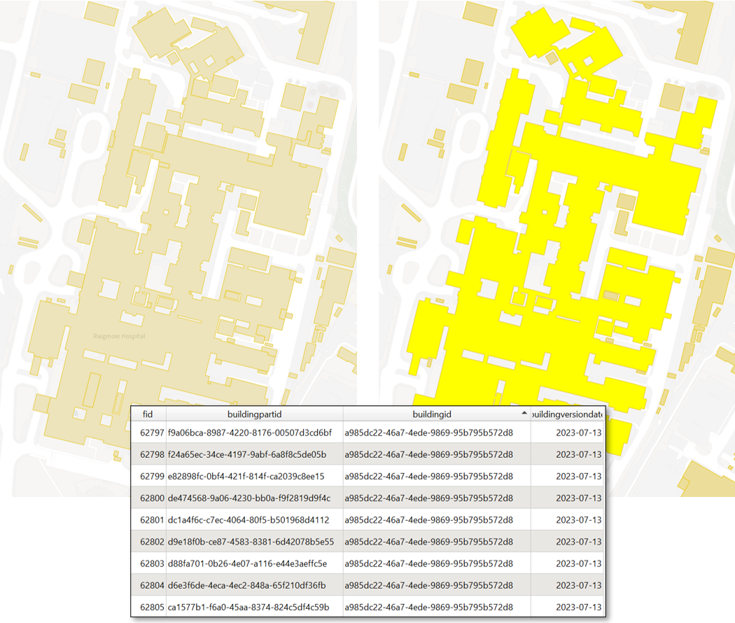 Image comparing Building and Building Part Features for a Hospital