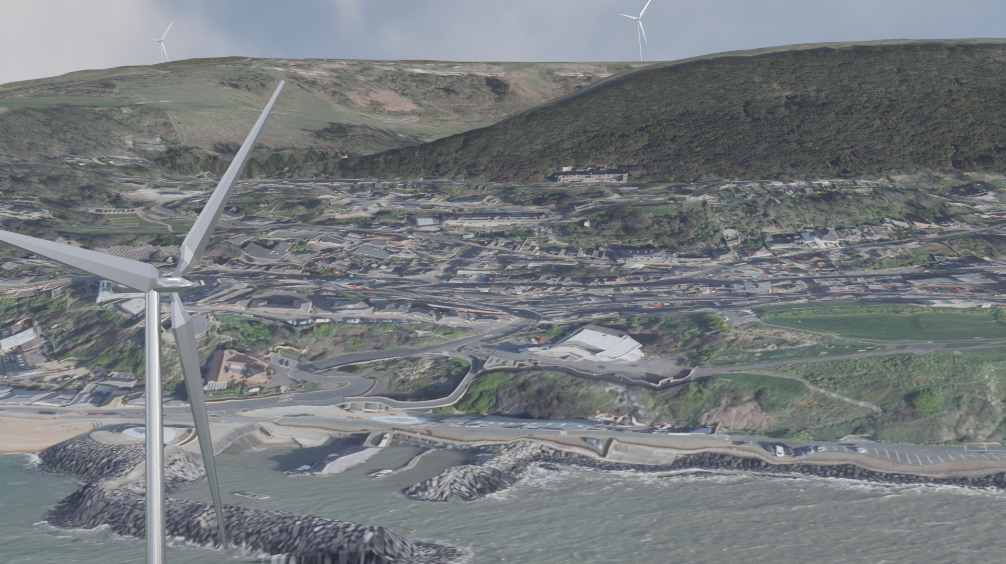 Terrain5 and draped imagery, prepared in FME and visualised in Blender