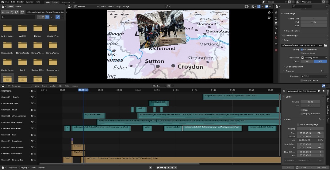 A screenshot of Blender's video editing interface