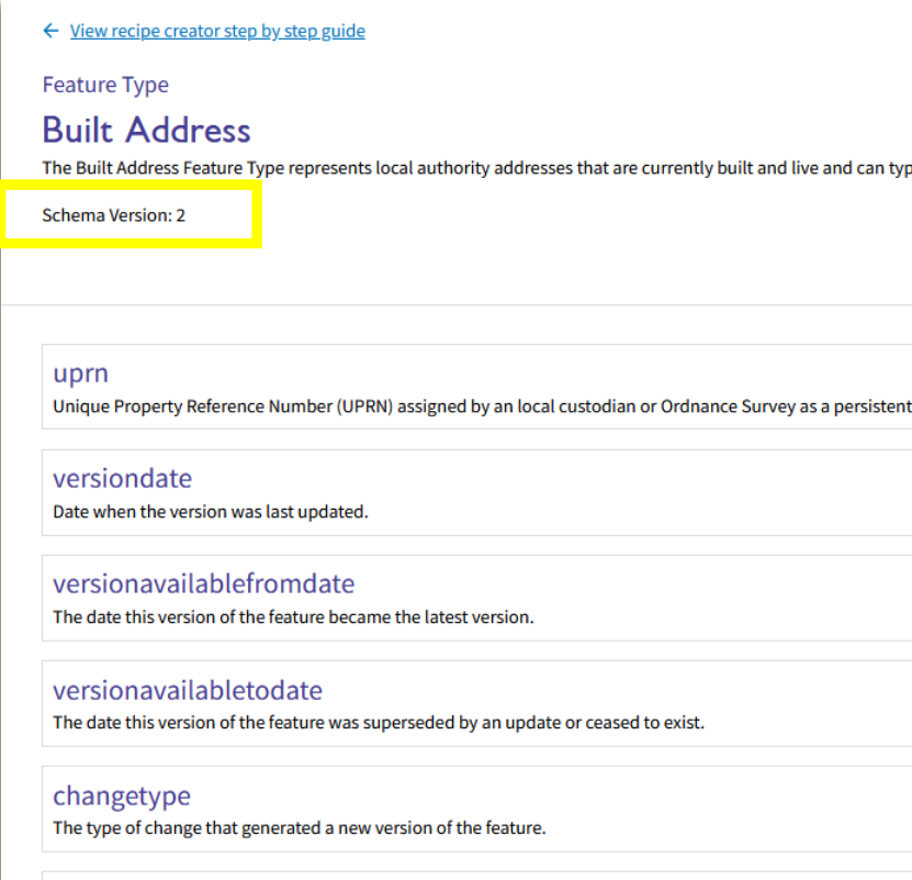 image showing that on OS Select+Build the version of the schema is shown