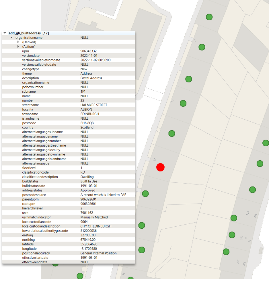 Image of a highlighted address and the attribution
