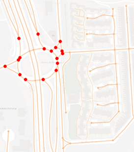 Map showing Road Junction data