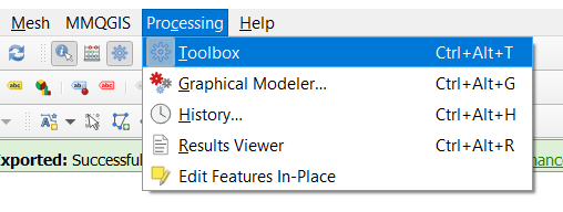 Location of the Processing toolbox in QGIS